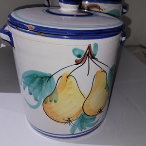 Canister with Lid, Hand Painted Jars, Fruit Design by Vietri Buon Giorno
