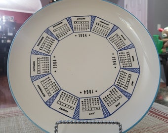 Plato de calendario, plato de calendario azul