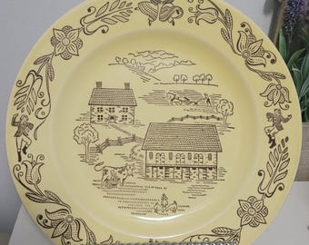 Platos llanos vintage con diseño del condado de Bucks de Royal China Company