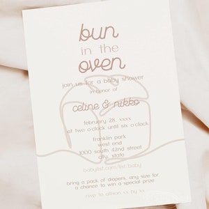 Bun in the Oven Baby Shower Sprinkle Invitation E-vite 5"x7"