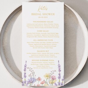 Pastell Blumen Menü Braut Baby Shower Sprinkle Brunch 4 "x 8"
