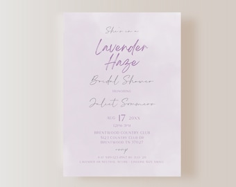 Lavender Haze Bridal Shower Invite E-vite 5"x7"