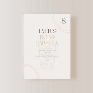 Boba Bubble Tea Par-Tea Invite E-vite 5"x7" + Drink Sticker 2.5"