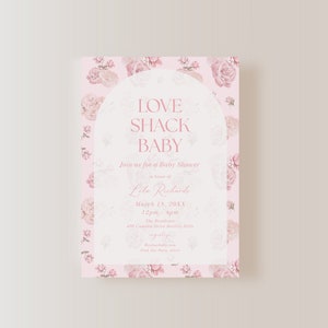 Love Shack Baby Shabby Chic Garden Tea Party Baby Shower Sprinkle Brunch Invite E-vite 5&quot;x7&quot;