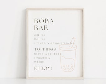 Boba Bubble Tea Bar Table Sign 8"x10"