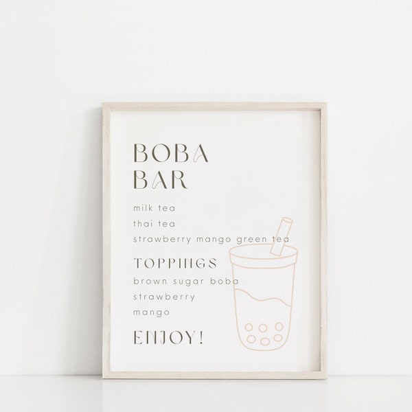 Boba Bubble Tea Bar Table Sign 8"x10"