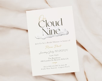 On Cloud 9 Bridal Baby Wedding Shower Birthday Invite E-vite