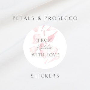 Pegatina de pétalos y prosecco de 2,5"