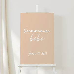 French Parisian Bonjour Bébé Baby Shower Welcome Sign Poster