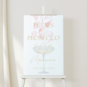 Petals Pearls Prosecco Bridal Baby Wedding Shower Galentines Birthday Welcome Sign 24"x36"