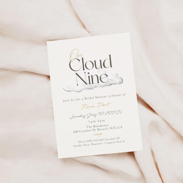 On Cloud 9 Bridal Baby Wedding Shower Birthday Invite E-vite