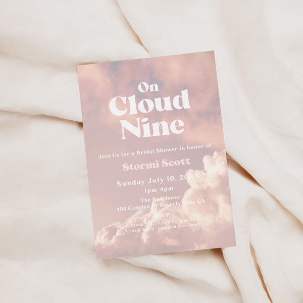 On Cloud 9 Cotton Candy Sky Bridal Baby Shower Birthday Invite Evite Bachelorette Itinerary