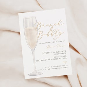 Petals & Prosecco Brunch and Bubbly Bridal Baby Wedding Shower Birthday Invite E-vite 5"x7"