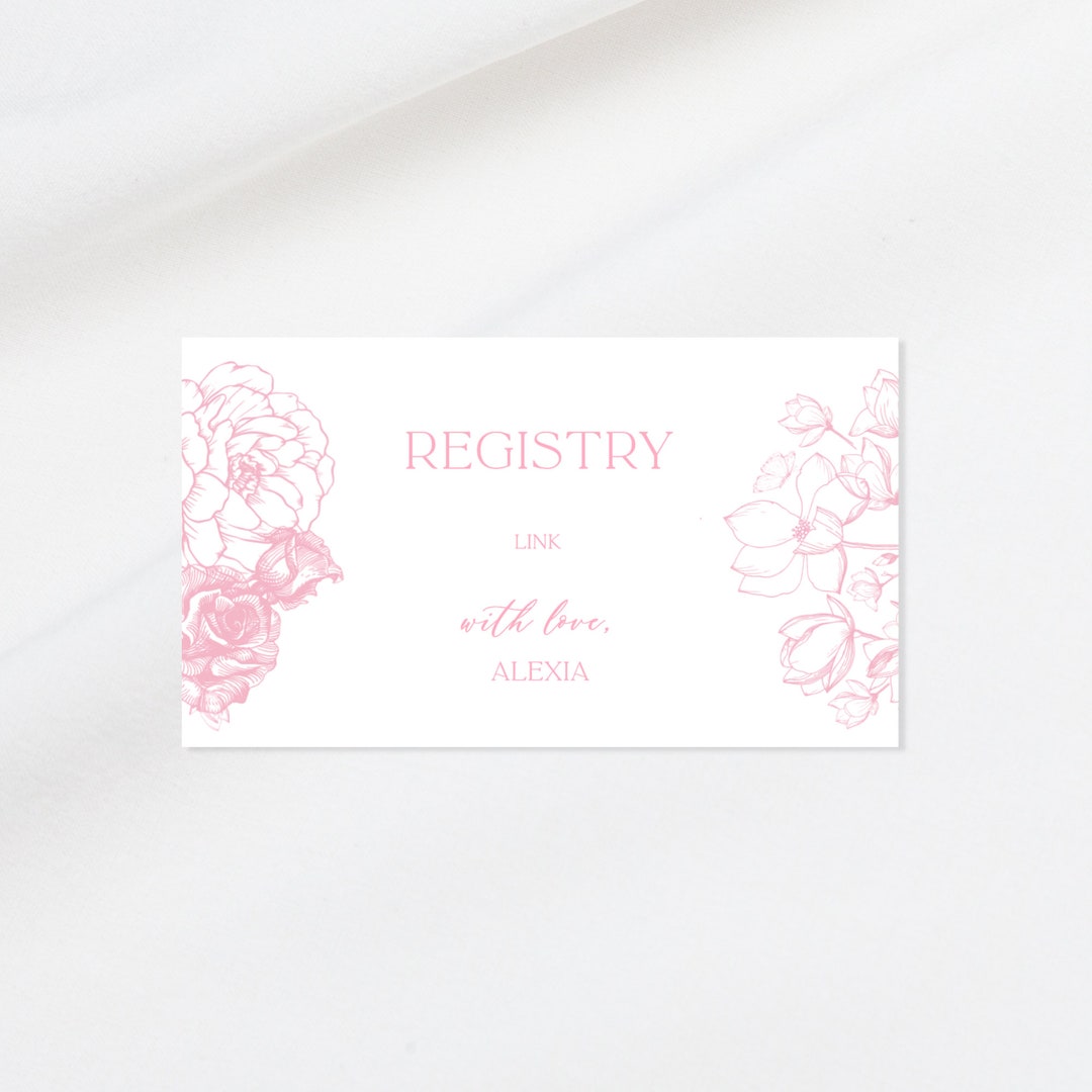 Registry Raffle Text Toile Rose Registry Diaper Raffle Card 2