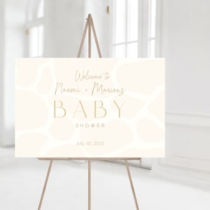 Baby Shower Sprinkle Neutral Giraffe Willkommensschild Poster Staffelei