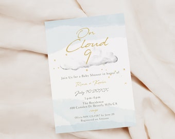 On Cloud 9 Bridal Baby Wedding Shower Birthday Invite Evite