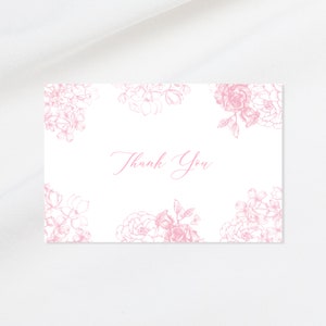 Toile Rose Thank You Card 4&quot;x6&quot;