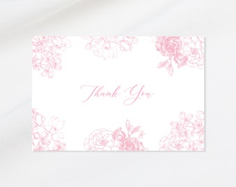 Toile Rose Thank You Card 4"x6"