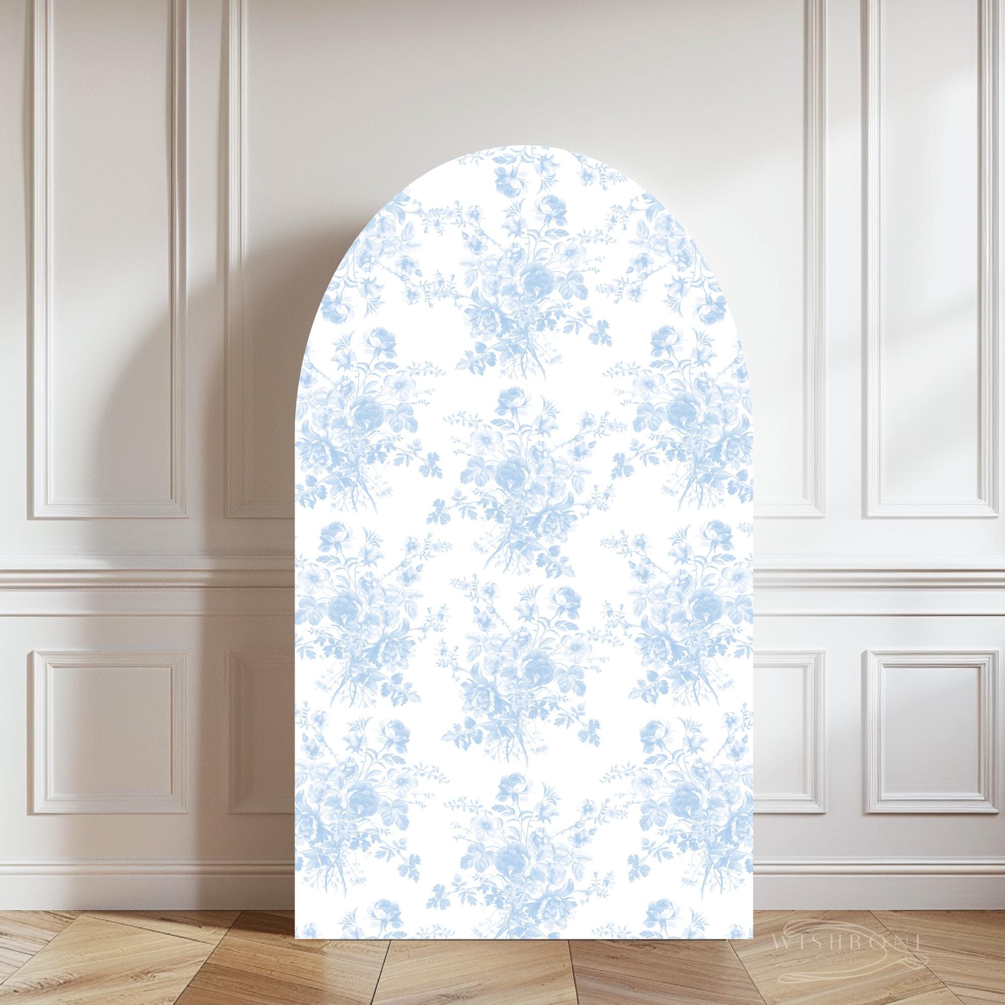 Toile Photo Backdrop Blue Floral Toile Backdrop Digital Artwork 54