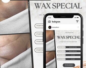 Flyer Wax Template Brazilian Wax Special E-Flyer Waxing DIY Template Spa Instagram Flyer Wax Salon Editable Flyer Wax Deals Vajacial Flyer
