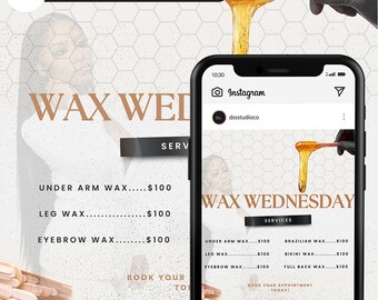 Flyer Wax Template Brazilian Wax Special E-Flyer Waxing DIY Template Spa Instagram Flyer Wax Salon Editable Flyer Wax Deals Vajacial Flyer