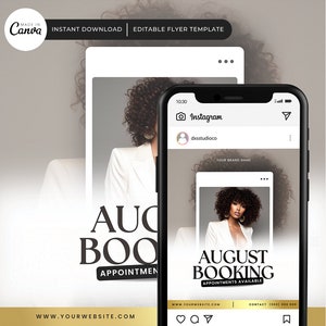 AUGUST BOOKINGS FLYER | Books Open Flyer, Looking or Booking Flyer, Waxing Template Flyer, Instagram Template Flyer, Lash Flyer, Hair Flyer