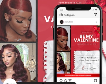 February Flyer Valentines Day Sale Flyer Hair Flyer Nail Tech Flyer Valentine's Day Special Flyer Books Open Flyer Editable Canva Flyer