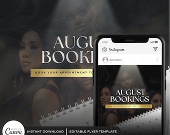 AUGUST BOOKINGS FLYER | Books Open Flyer, Beauty Template Flyer, Wax Flyer, Lash Flyer, Hair Flyer, Business Flyer, Ig Flyer template