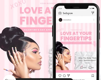 Valentine's Day Flyer February Booking Flyer Nails Tech Template Braid Sale Flyer Lash Sale Flyer Valentines  Day Special Flyer Beauty Flyer