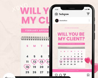 Valentines Day Flyer February Booking Flyer Hair Flyer Template Lash Tech Flyer Beauty Instagram Flyer Editable Canva Flyer Hair Books Open