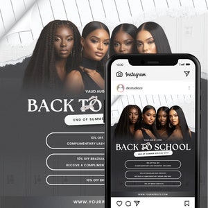 Flyer Back to School Template Back to School Hair Flyer Back 2 School Wax Flyer Diy Canva Template. Braid Special Flyer Nail Flyer Instagram