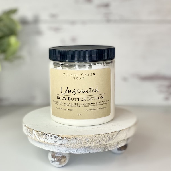 Unscented Body Butter Goat Milk Lotion Handmade Body Cream Fragrance Free Skincare Thick Lotion Emulsified Body Butter Hand Cream Natural