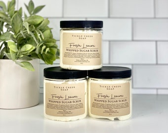 Lemon Whipped Sugar Scrub Goat Milk Soap Exfoliating Body Scrub Foaming Scrub Body Polish Mother's Day Gift for Her Self Care Shave Soap