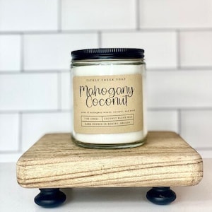 Mahogany Coconut Candle, Strong Candle, Vegan Candle, Small Batch Candle, Hand Poured Candle, Gift for Her, Gift for Him, Housewarming Gift