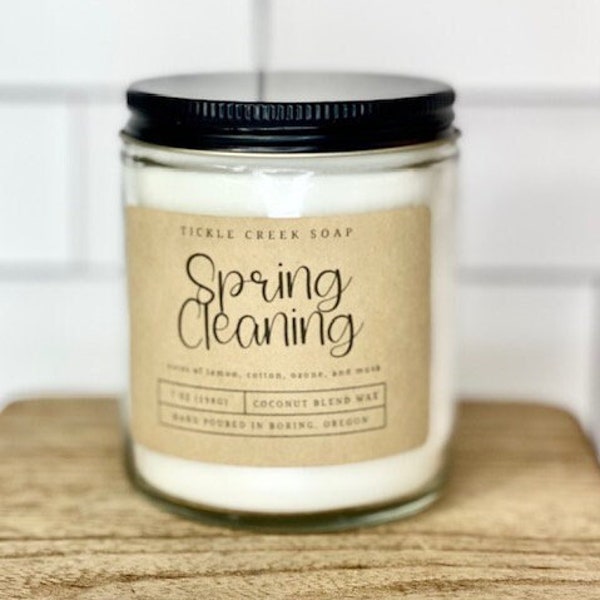 Spring Cleaning Candle Strong Soy Candle Vegan Candle Small Batch Candle Hand Poured Candle Gift for Her Housewarming Gift for Him Container