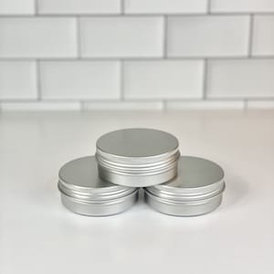 2 oz Metal Tin Container with Lid Aluminum Round Small Container DIY Lip Balm Storage Jar Shampoo Bar Mini Tin Hand Body Cream Screw Lid