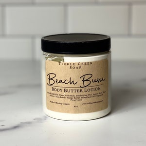 Beach Bum Goat Milk Body Butter Lotion Moisturizer Handmade Lotion Body Cream Thick Lotion Emulsified Body Butter