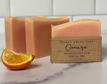 Mydło z mleka koziego o smaku pomarańczowym, mydło na zimno, mydło ręcznie robione, mydło naturalne, mydło domowej roboty, mydło cytrusowe, mydło w małych partiach, mydło nawilżające