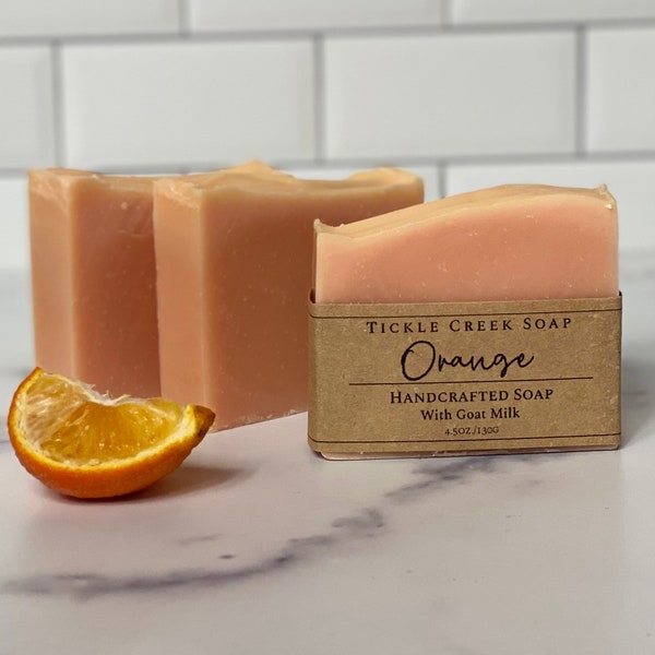 Orange Goat Milk Soap, Cold Process Soap, Handmade Soap, Natural Soap, Homemade Soap, Citrus Soap, Small Batch Soap, Moisturizing Soap