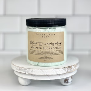 Mint Eucalyptus Whipped Sugar Scrub Soap Exfoliating Body Scrub Body Polish Scrub Handmade Skincare Aromatherapy Whipped Scrub Body Polish