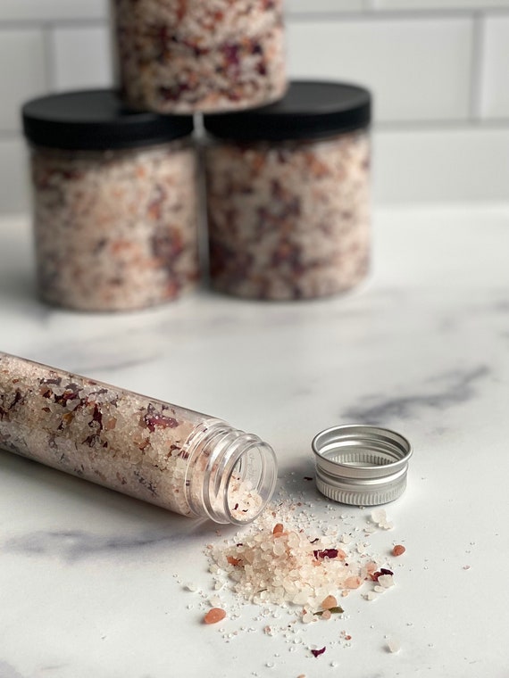 Bath Salt Rose Aromatherapy Himalayan Pink Salt Soak Bath Bridal Shower Favors Relaxation Spa Day Mother’s Day Gift for her Test Tube Salt