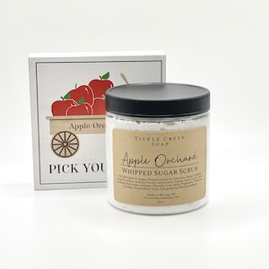 Apple Orchard Whipped Sugar Scrub Soap with Goat Milk Exfoliate Moisturize Cleanse Birthday Gift Self Care
