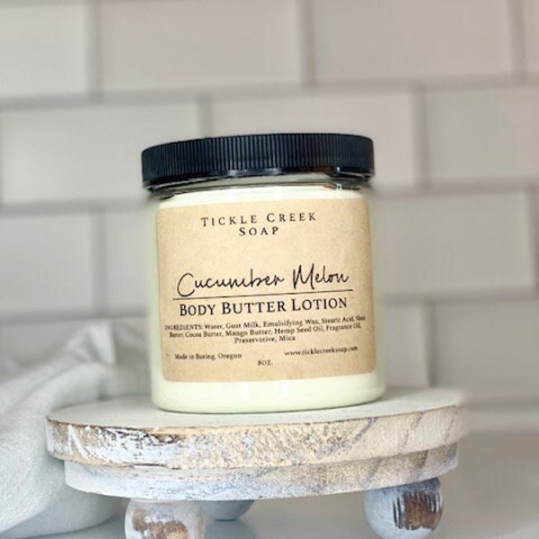 Cucumber Melon Body Butter Goat Milk Lotion Moisturizer Handmade Lotion Body Cream Thick Lotion Emulsified Body Butter Natural Lotion