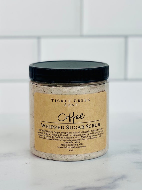 Coffee Whipped Sugar Scrub Soap with Goat Milk, Exfoliating Soap, Moisturizing Soap, Coffee Gift, Espresso Sugar Scrub, Coffee Scrub