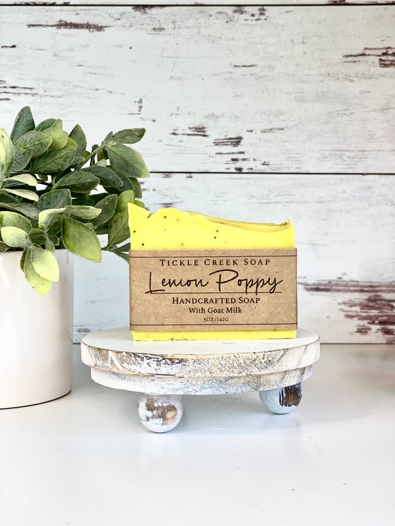 Handmade Soap Bar Goat Milk Soap Lemon Poppy Cold Process Soap Bar Natural Soap Small Batch Soap Exfoliating Soap Artisan Soap Gift