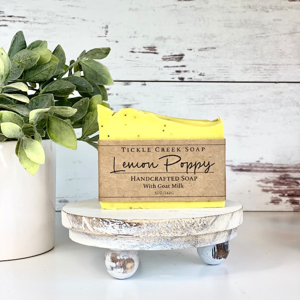 Handmade Soap Bar Goat Milk Soap Lemon Poppy Cold Process Soap Bar Natural Soap Small Batch Soap Exfoliating Soap Artisan Soap Gift