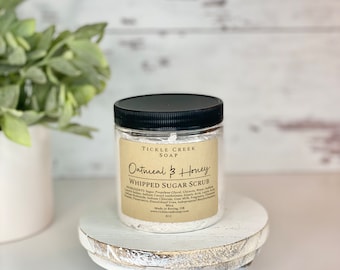 Oatmeal & Honey Whipped Sugar Scrub Soap Goat Milk Soap Exfoliating Body Scrub Foaming Body Scrub Body Polish Natural Gift for Her Self Care