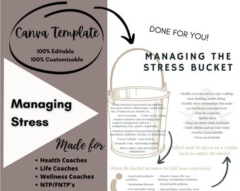 Herramientas de health coach: Done for you Stress Handout / Canva Template / Presentation / NTP / FNTP / Life Coach Tools / Fitness Coach