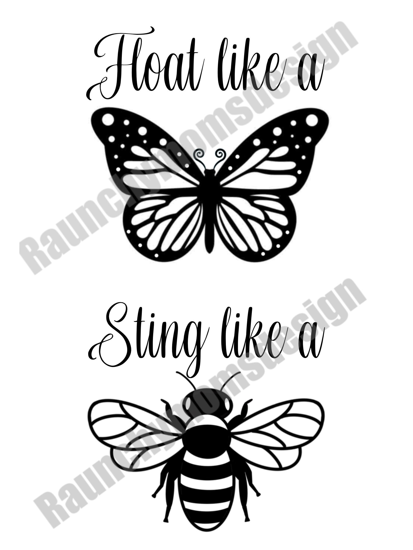 Float Like A Butterfly Sting Like A Bee Clipart Svg Instant Etsy Canada
