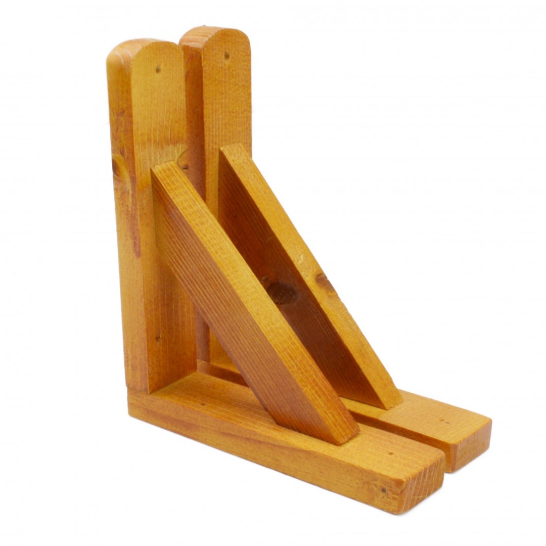 2 Set Pine Wood Shelf Brackets Mounted Rack Support 18x4x20 Etsy